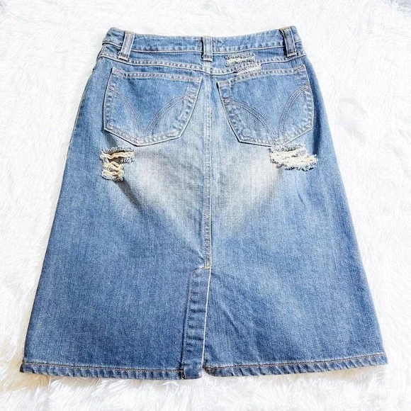 Dolce & Gabbana Ripped Denim Skirt Medium Blue Size 24 - Picture 5 of 13